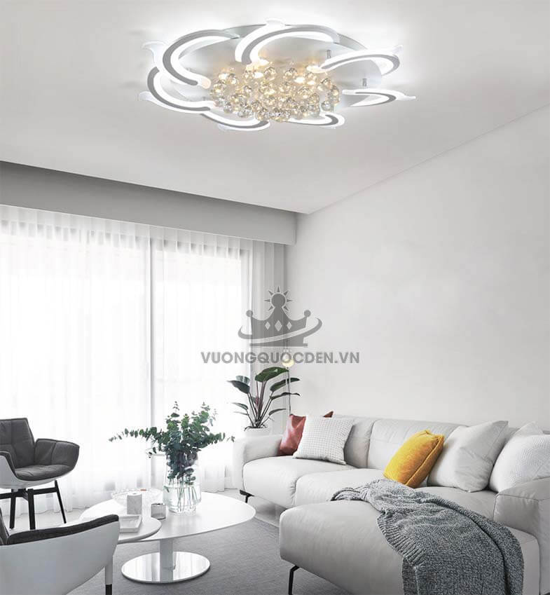 10+ mẫu đèn ốp trần cho phòng khách chung cư rộng rãi, thời thượng